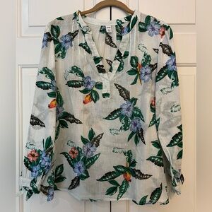Old Navy Linen Tropical Floral Women's Blouse - EUC Size M
